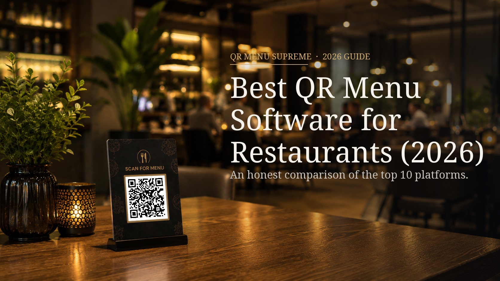 Restaurant table with a QR menu stand — Best QR Menu Software for Restaurants 2026